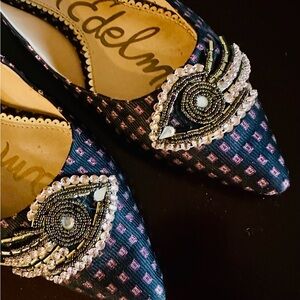 Sam Edelman Navy and Pink Embellished Flats